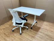 Flex Medium Back White Frame Task Operator Office Chair with Arms
