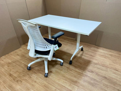 Flex Medium Back White Frame Task Operator Office Chair with Arms