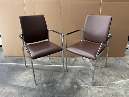 Boss Designs CARLO Executive Stacking Chairs - Genuine Brown Leather UK DELIVERY
