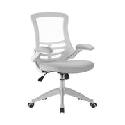 Luna Designer Mesh Back Chair with White Frame and Convenient Folding Arms