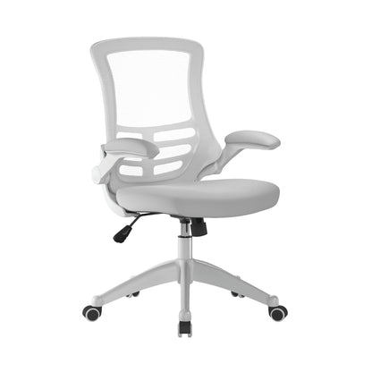 Luna - Designer Mesh Back Chair with White Frame and Convenient Folding Arms