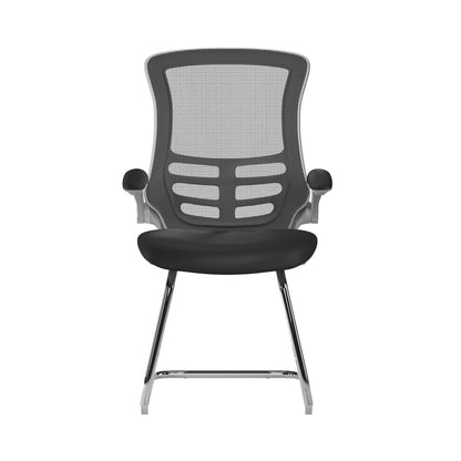 Luna - Best Selling Designer Cantilever White Framed Mesh Chair with Folding Arms