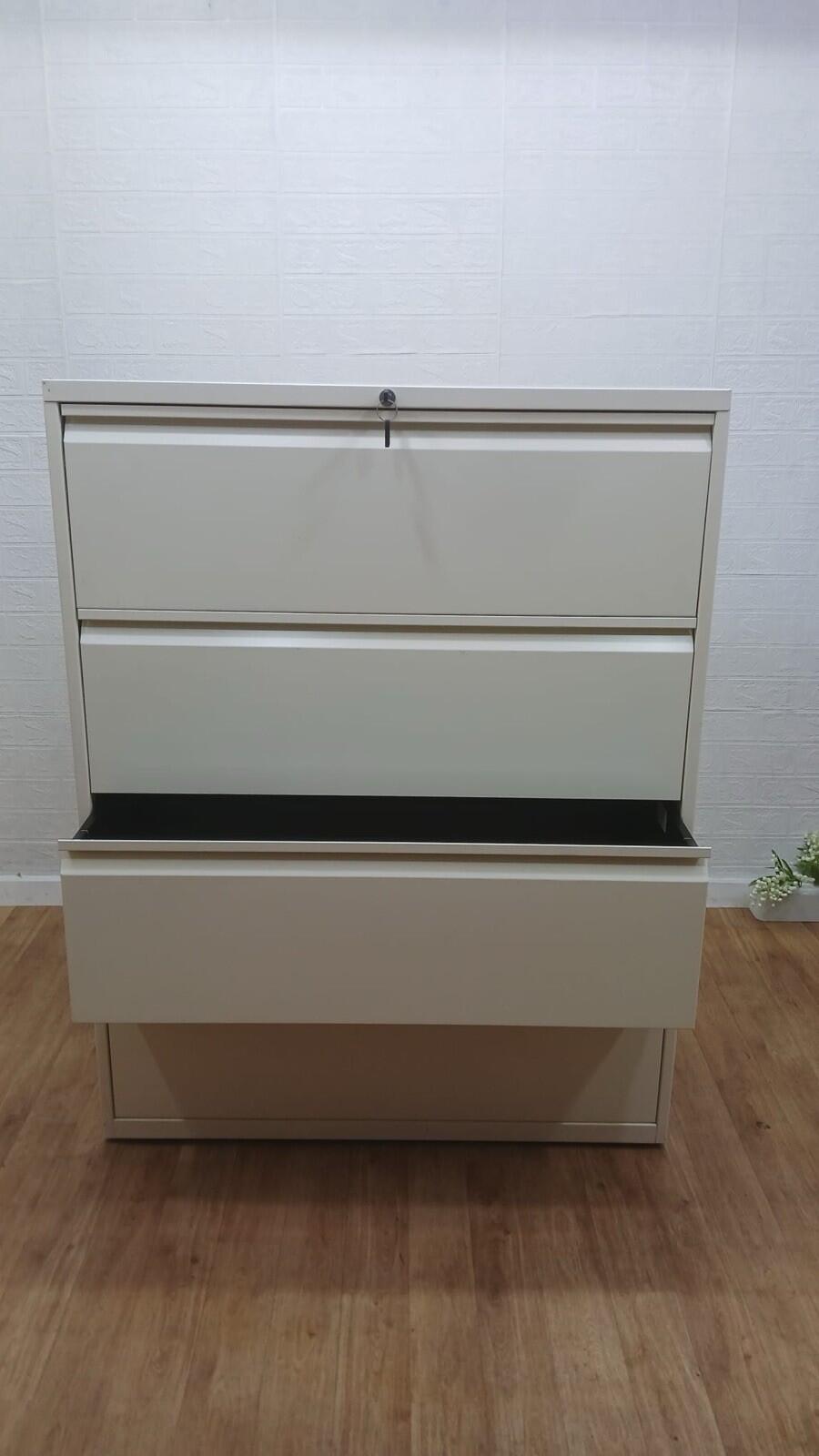 Bisley 4 Draw Lateral Filling Cabinets White All Metal Keys