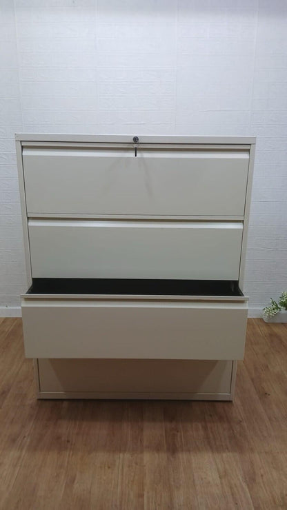 Bisley 4 Draw Lateral Filling Cabinets White All Metal Keys
