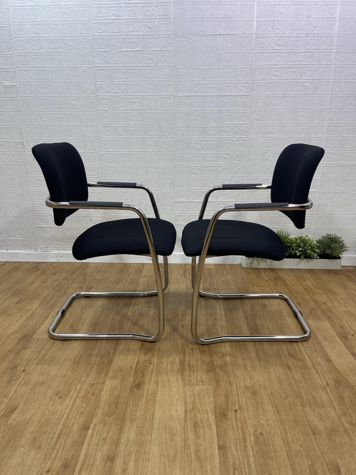 2x Modern Cantilever Chrome Frame Stacking Chairs / Visitor , Reception / UK 🚚