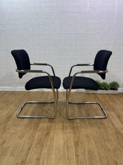 2x Modern Cantilever Chrome Frame Stacking Chairs / Visitor , Reception / UK 🚚