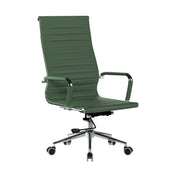 Contemporary High Back Bonded Leather Executive Armchair with Chrome Base