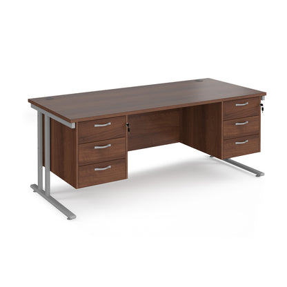 Maestro 25 cantilever 800mm deep desk with 2 x 3 drawer peds - MC18P33SW