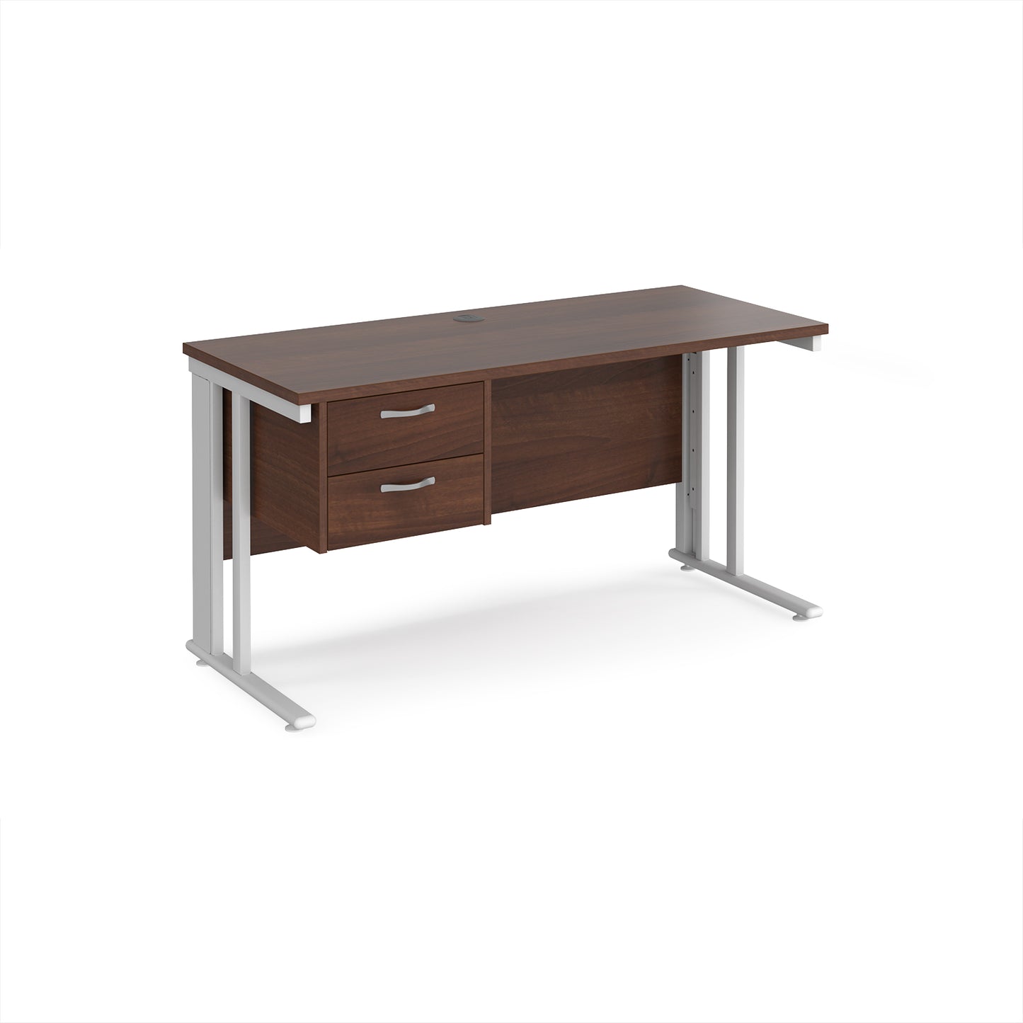 Maestro 25 cable managed 600mm deep desk with 2 drawer ped - MCM614P2WHW