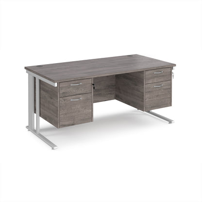 Maestro 25 cable managed 800mm deep desk with 2 x 2 drawer peds - MCM16P22WHGO