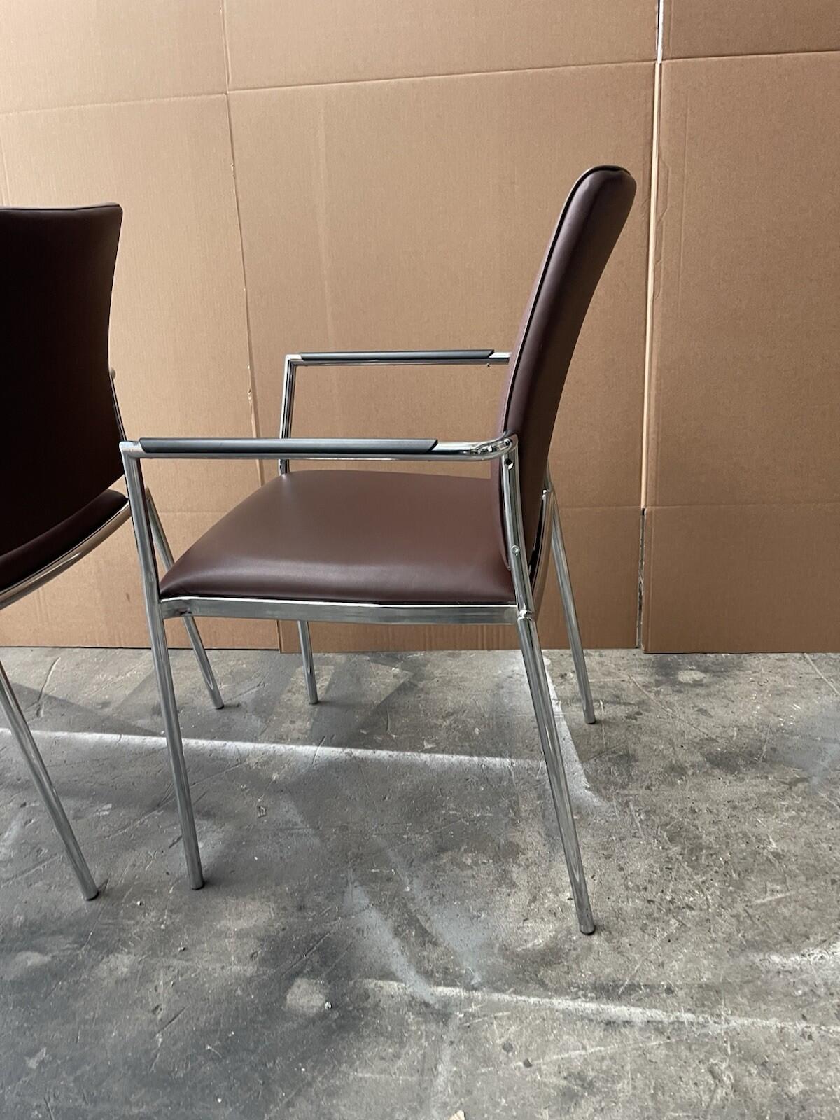 Boss Designs CARLO Executive Stacking Chairs - Genuine Brown Leather UK DELIVERY