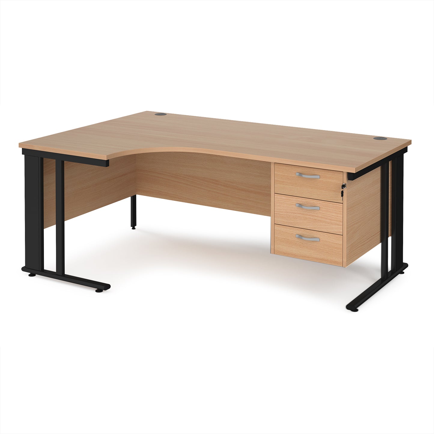 Maestro 25 cable managed left hand ergonomic desk with 3 drawer ped - MCM18ELP3KB