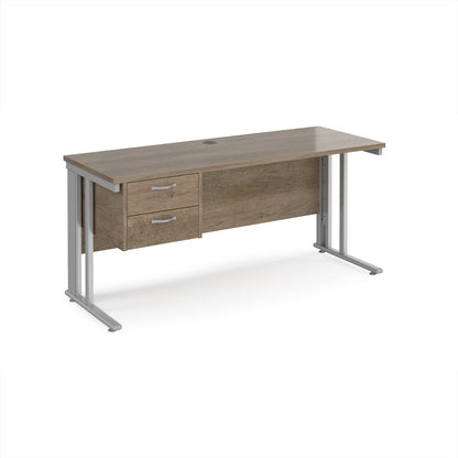 Maestro 25 cable managed 600mm deep desk with 2 drawer ped - MCM616P2SNO