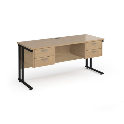 Maestro 25 cantilever 600mm deep desk with 2 x 2 drawer peds - MC616P22KKO