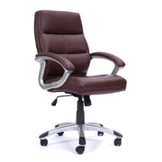 High Back Leather Effect Executive Armchair with Silver Detailed Black Nylon Base