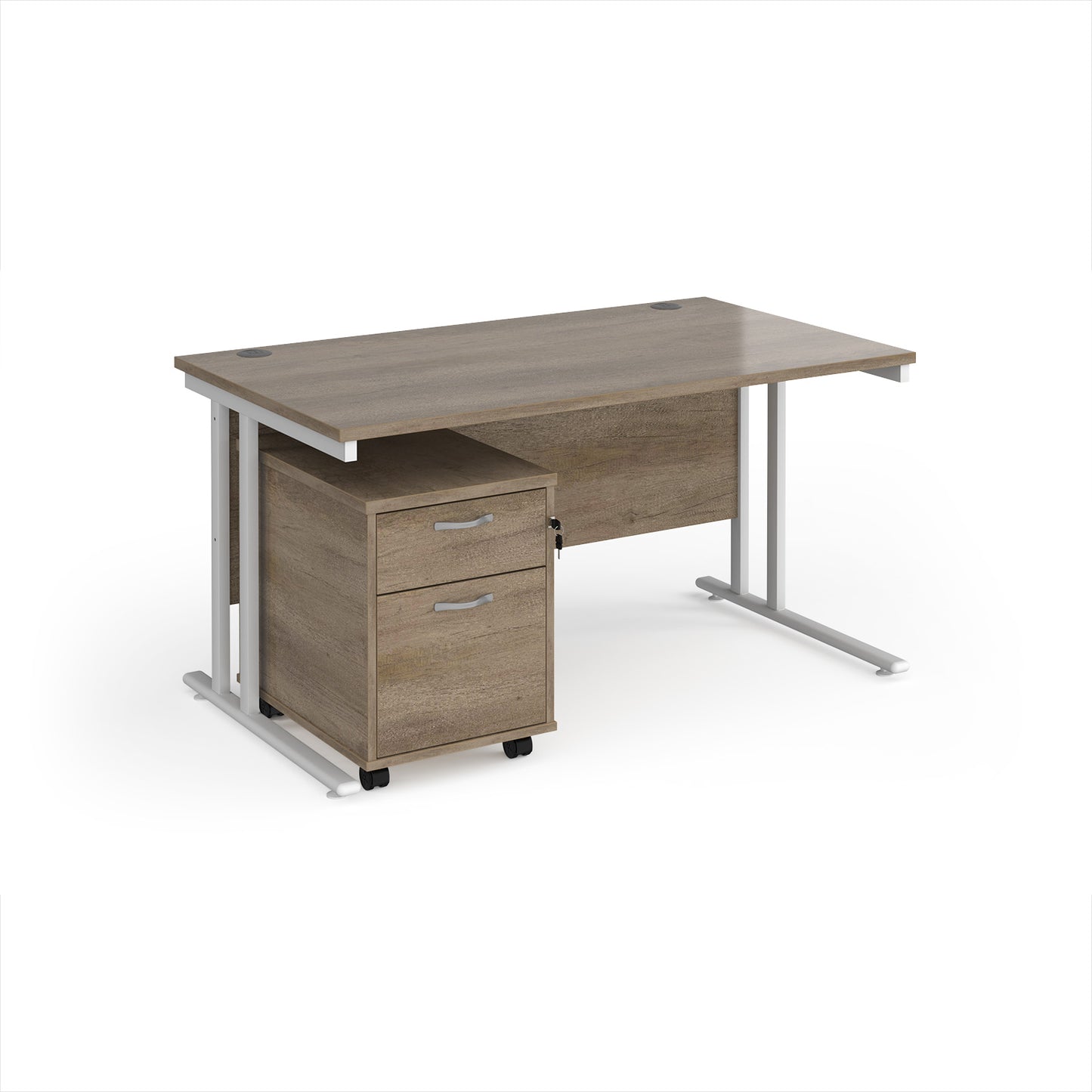 Maestro 25 desk 800mm with 2 drawer pedestal - SBWH214NO