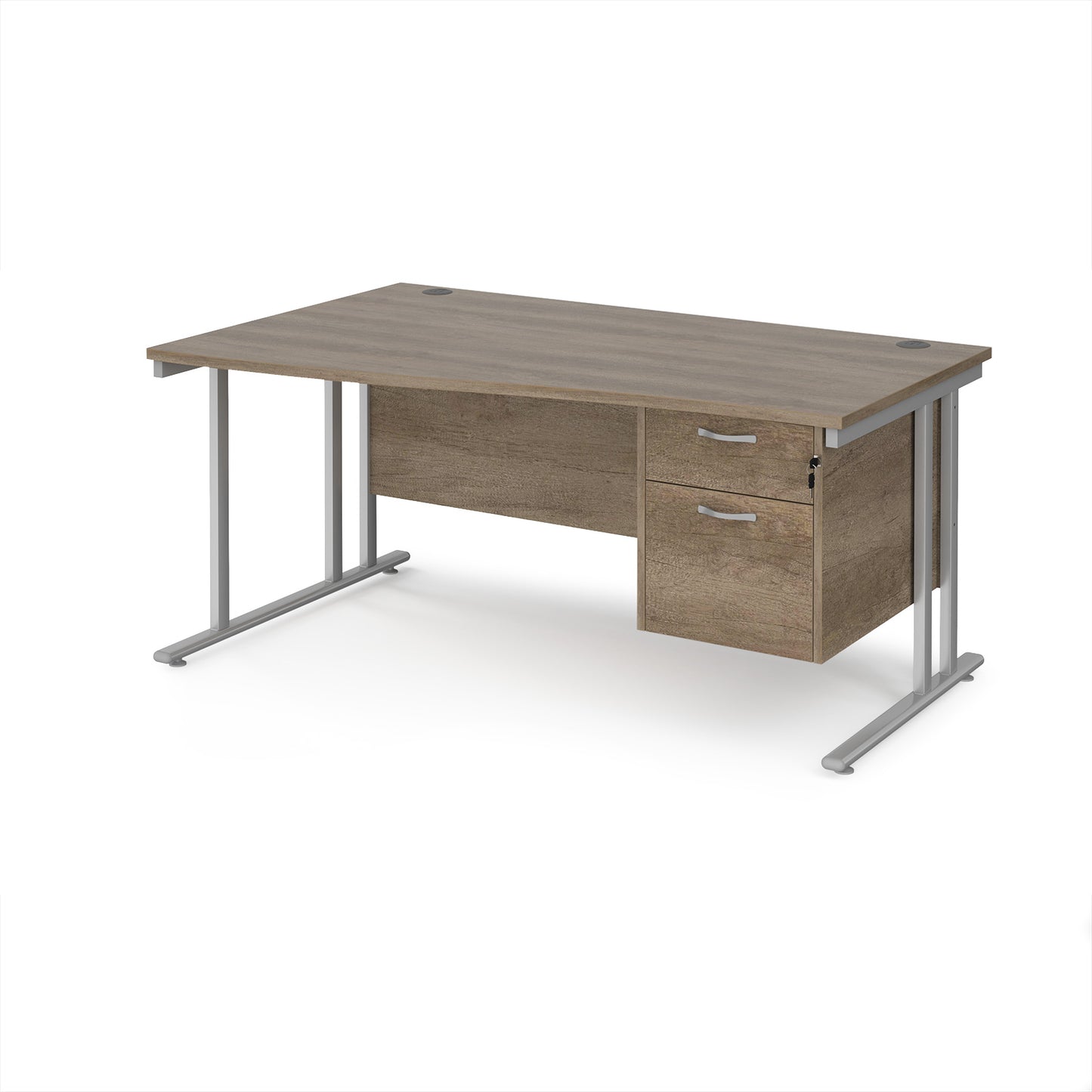 Maestro 25 cantilever left hand wave desk with 2 drawer ped - MC16WLP2SNO
