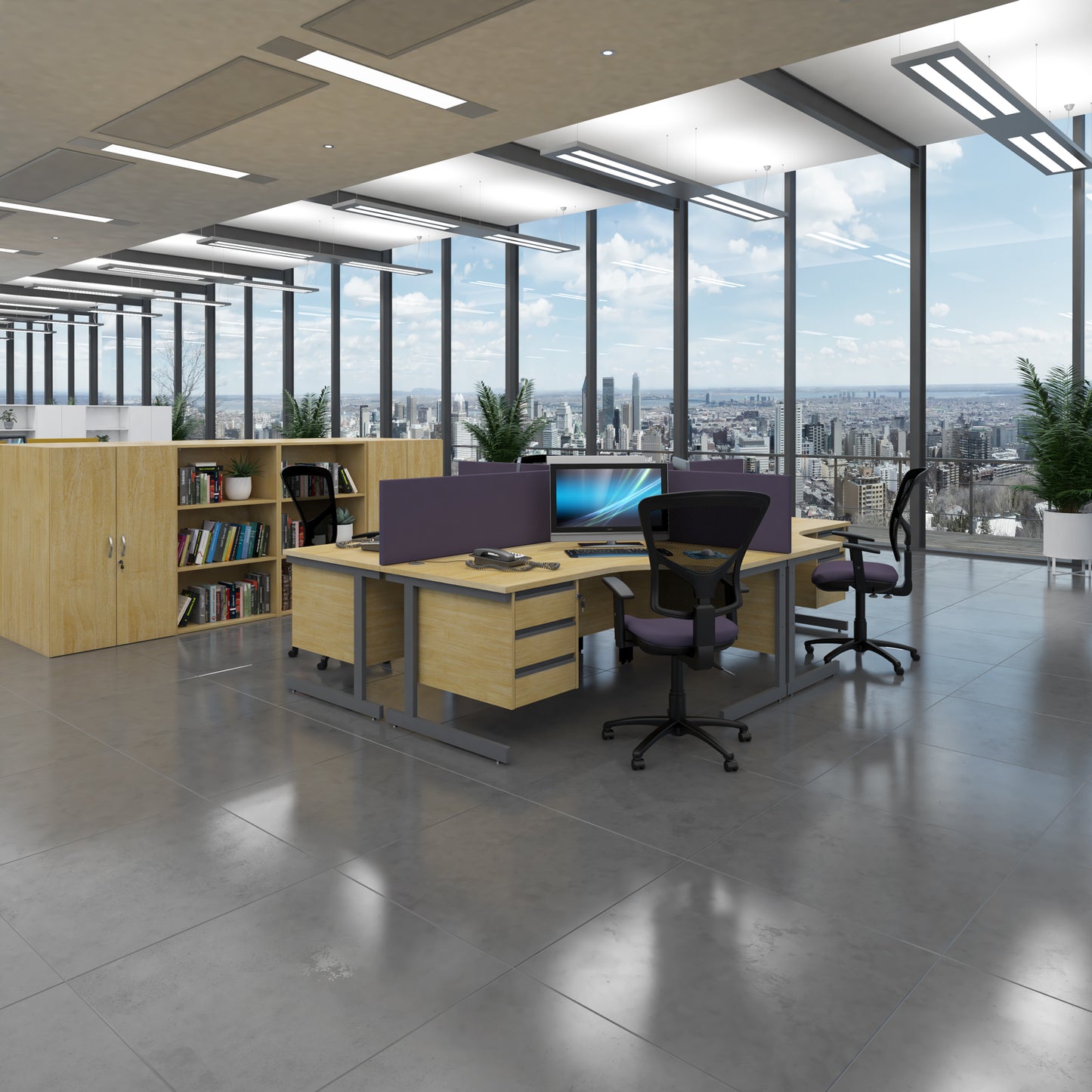 Contract 25 cantilever leg straight desk with 2 drawer pedestal (Part 2)