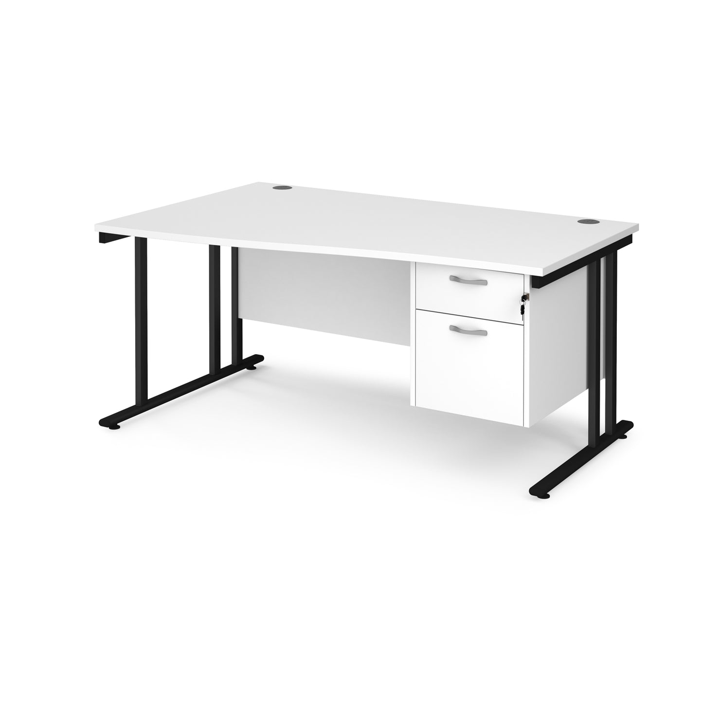 Maestro 25 cantilever left hand wave desk with 2 drawer ped - MC16WLP2KWH