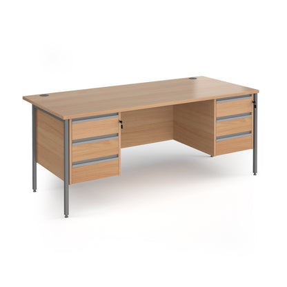 Contract 25 H-Frame straight desk with 3 and 3 drawer peds - CH18S33-G-B