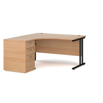 Left or Right hand Corner desk with Drawers - Oak, white, beech, grey oak and walnut
