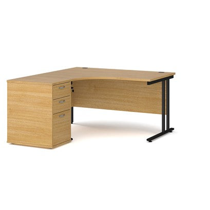 Left or Right hand Corner desk with Drawers - Oak, white, beech, grey oak and walnut