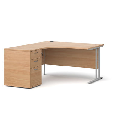 Left or Right hand Corner desk with Drawers - Oak, white, beech, grey oak and walnut
