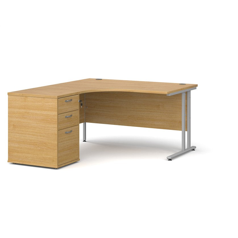 Left or Right hand Corner desk with Drawers - Oak, white, beech, grey oak and walnut