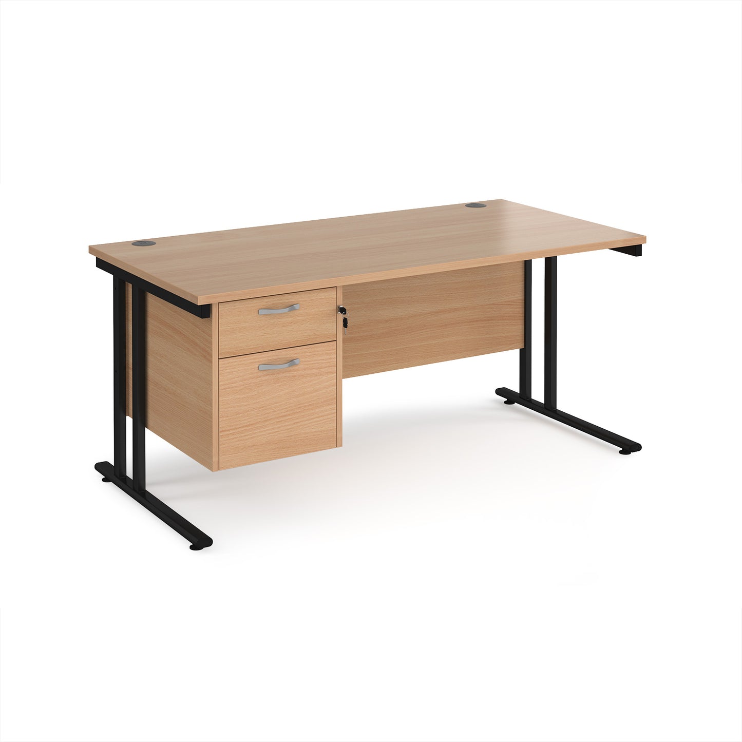 Maestro 25 cantilever 800mm deep desk with 2 drawer ped - MC16P2KB