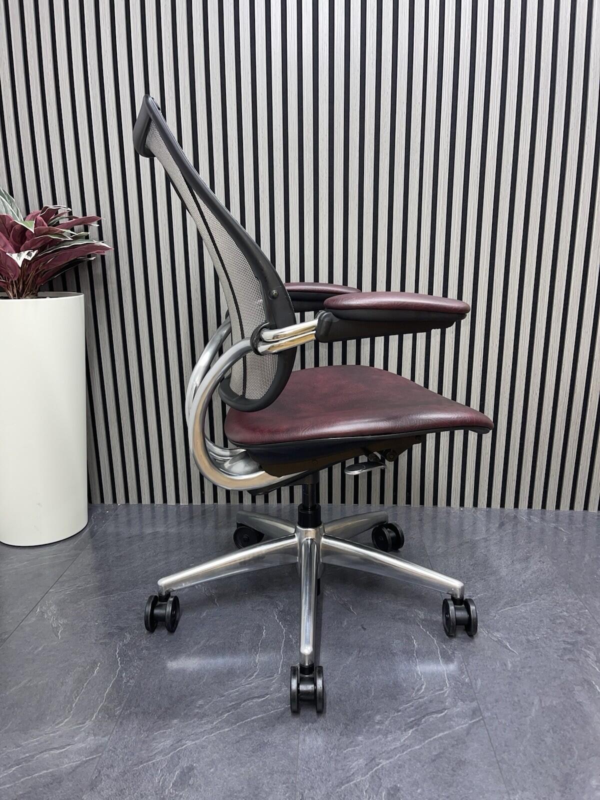 humanscale liberty desk chair chrome base leather upholstery