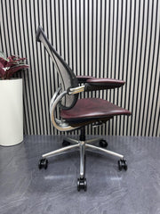 10 x Humanscale Liberty Ergonomic Office Chair – Distressed Red/Burgundy Leather – Chrome Frame