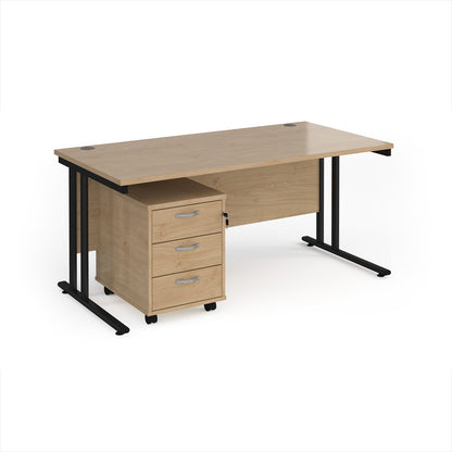 Maestro 25 desk 800mm with 3 drawer pedestal - SBK316KO