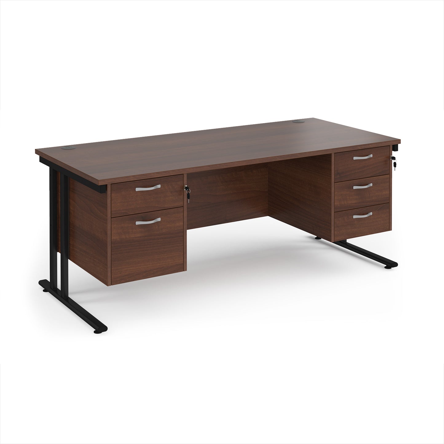 Maestro 25 cantilever 800mm deep desk with 2 & 3 drawer peds - MC18P23KW