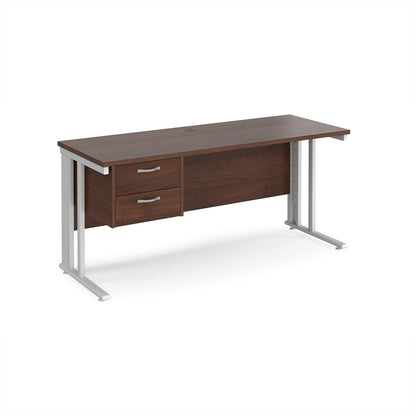 Maestro 25 cable managed 600mm deep desk with 2 drawer ped - MCM616P2WHW