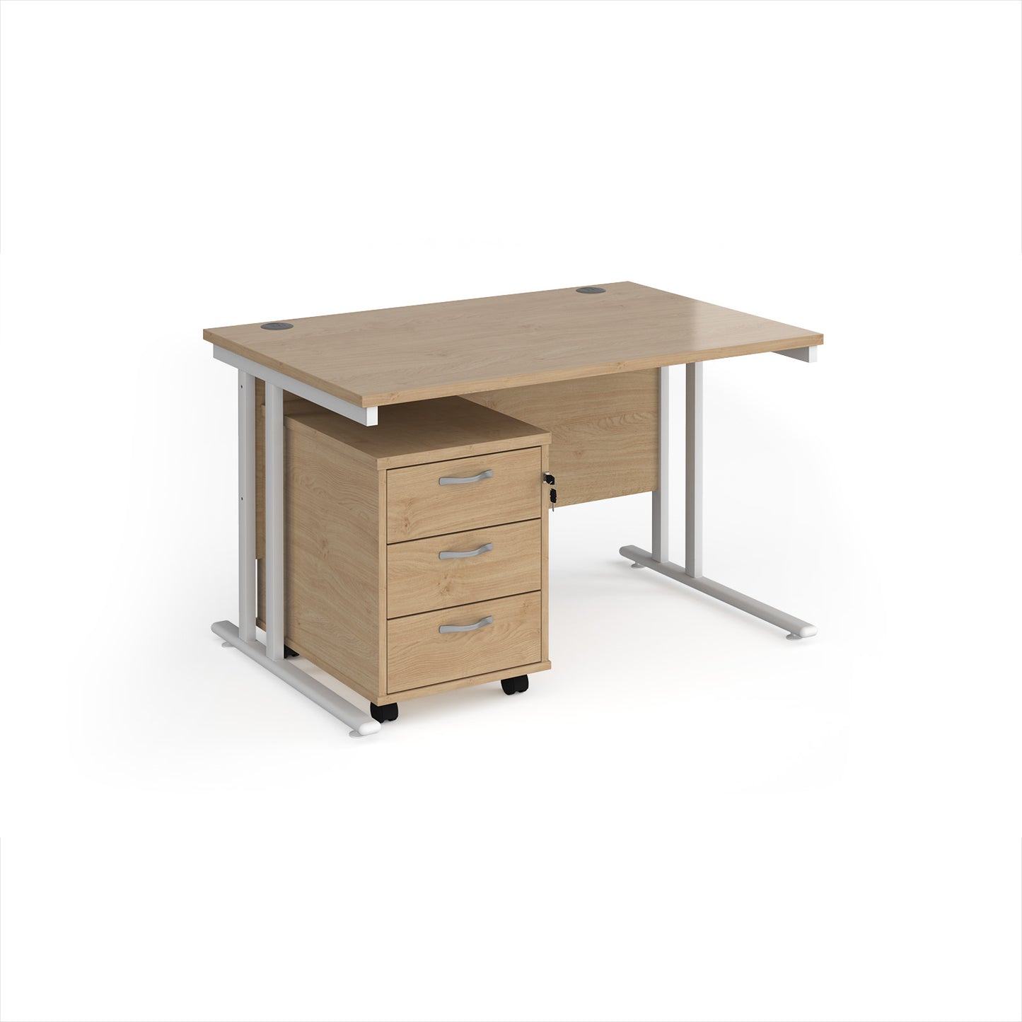 Maestro 25 desk 800mm with 3 drawer pedestal - SBWH312KO