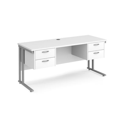 Maestro 25 cantilever 600mm deep desk with 2 x 2 drawer peds - MC616P22SWH