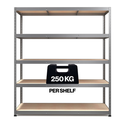 RB Boss 5x Tier Shelving Unit - 1800x1600x600mm 250kgs UDL - Galvanised