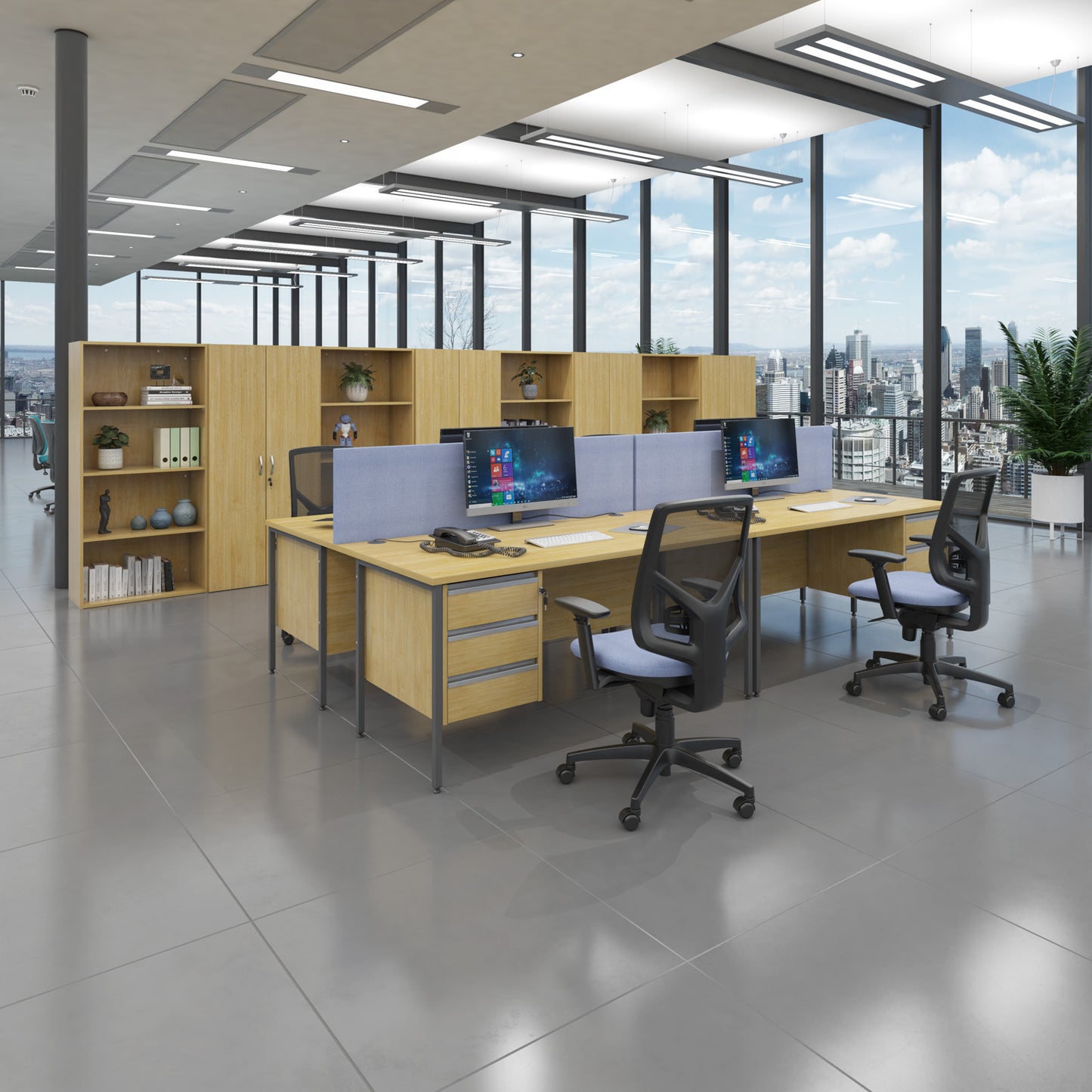 Contract 25 H-Frame straight desk with 3 drawer pedestal - CH12S3-G-GO