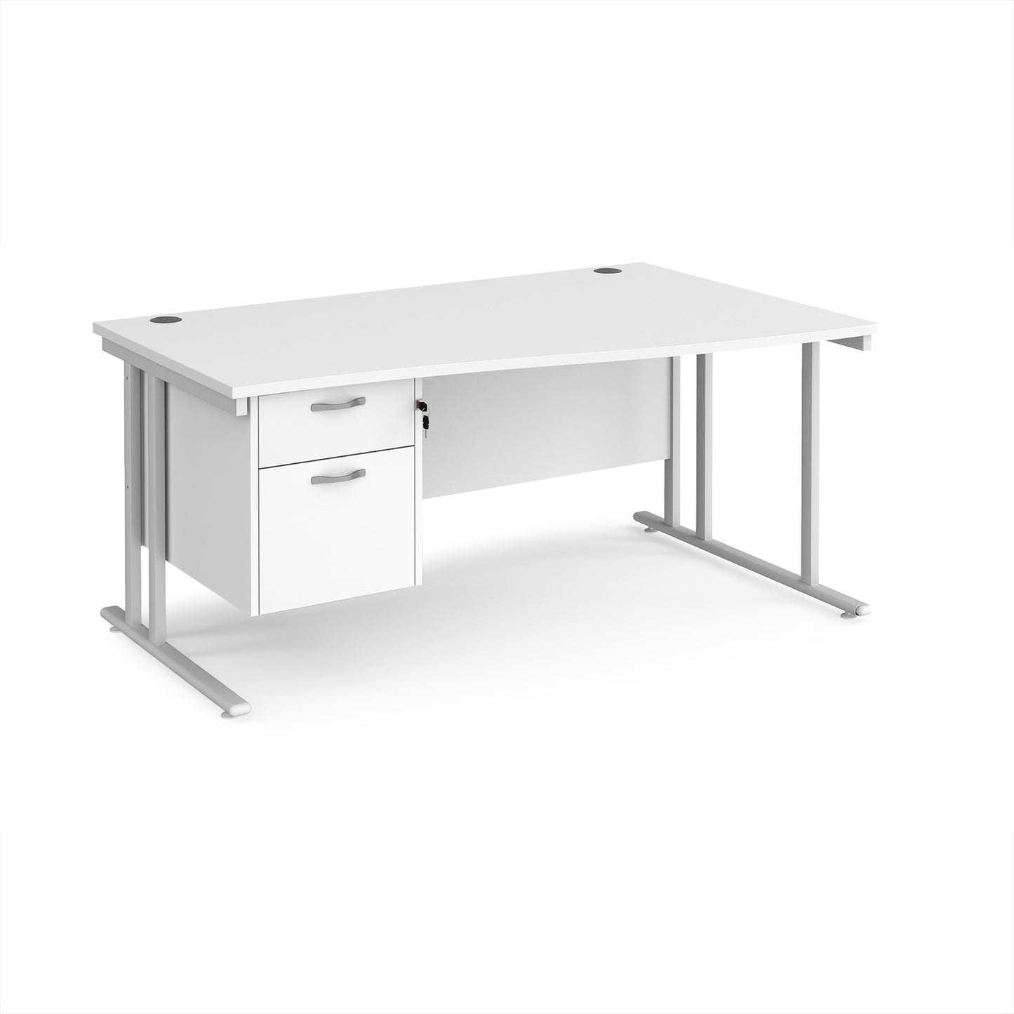 Maestro 25 cantilever right hand wave desk with 2 drawer ped - MC16WRP2WHWH
