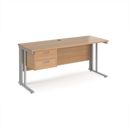 Maestro 25 cable managed 600mm deep desk with 2 drawer ped - MCM616P2SB