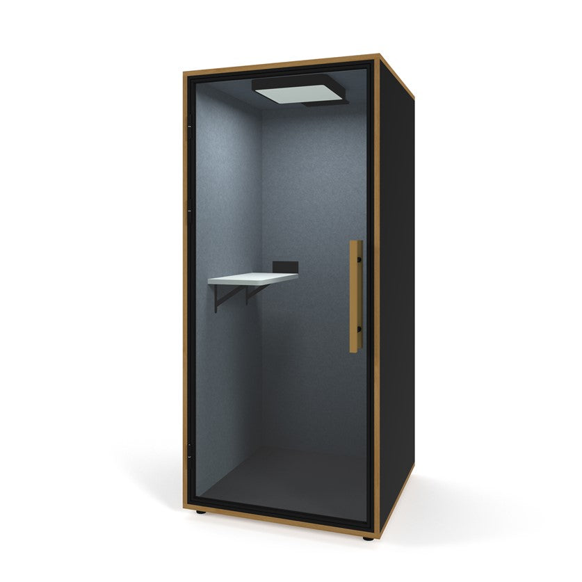 Retreat Box single person acoustic booth office privacy pod
office acoustic phone booth with LED lighting and desk
modern office furniture privacy pod for workstation desks
soundproof office booth for calls and meetings
single person office pod with power socket and ventilation