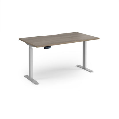 Elev8 contract straight sit-stand desk 800mm deep - grey oak