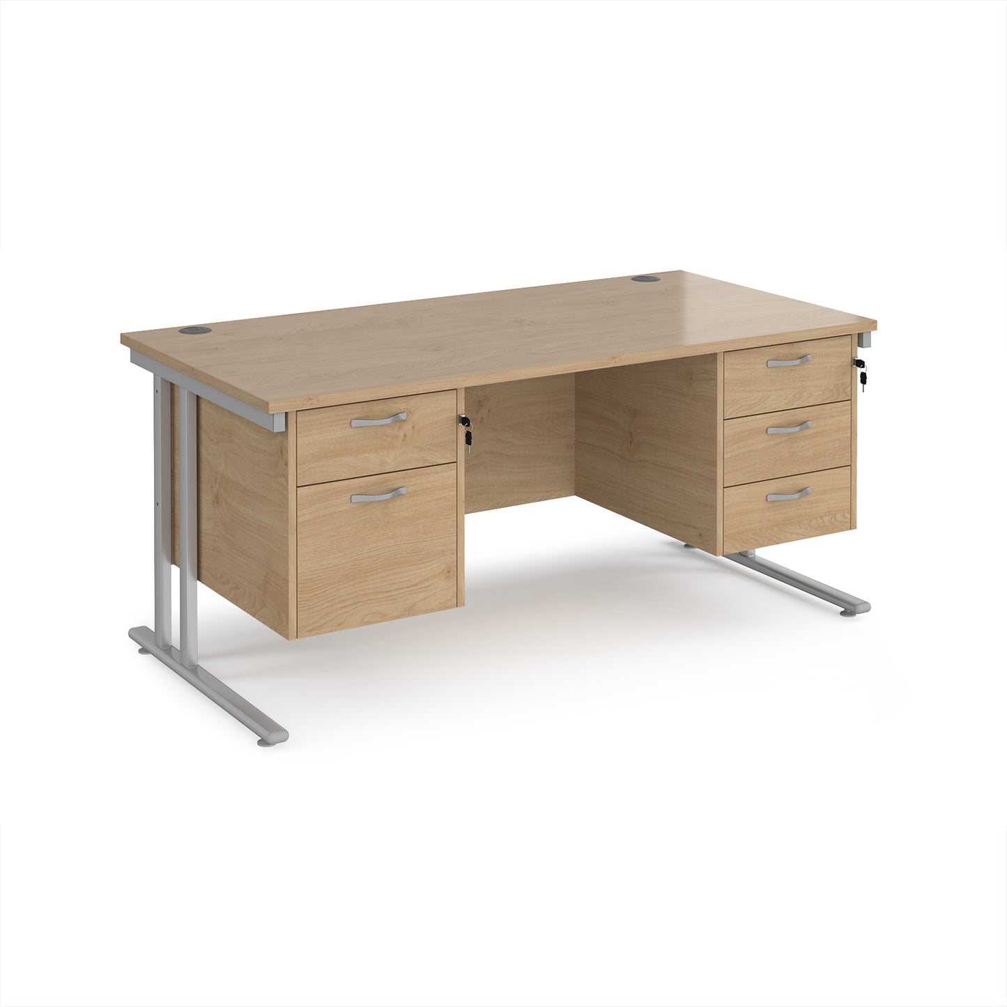 Maestro 25 cantilever 800mm deep desk with 2 & 3 drawer peds - MC16P23SKO