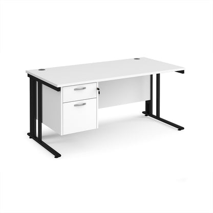 Maestro 25 cable managed 800mm deep desk with 2 drawer ped - MCM16P2KWH