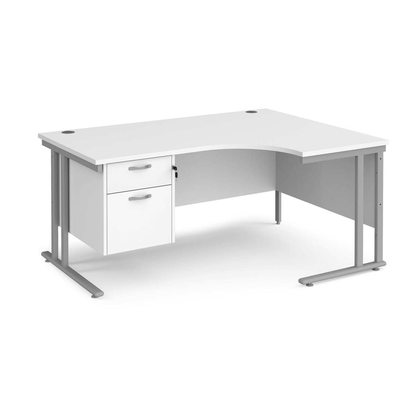 Maestro 25 cantilever right hand ergonomic desk with 2 drawer ped - MC16ERP2SWH