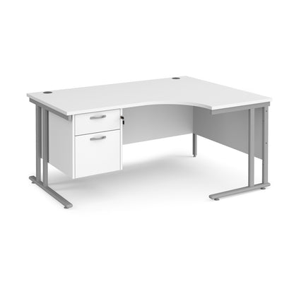 Maestro 25 cantilever right hand ergonomic desk with 2 drawer ped - MC16ERP2SWH