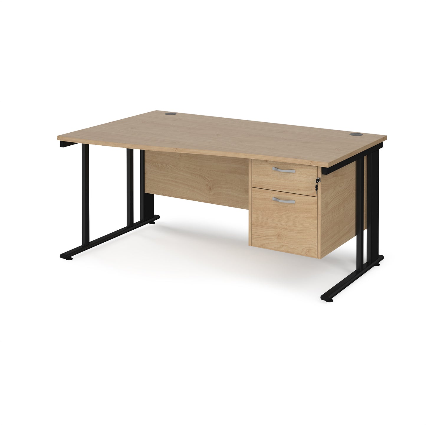 Maestro 25 cable managed left hand wave desk with 2 drawer ped - MCM16WLP2KKO