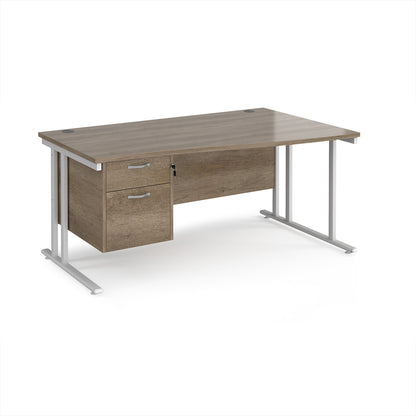 Maestro 25 cantilever right hand wave desk with 2 drawer ped - MC16WRP2WHNO