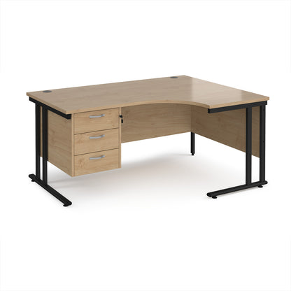 Maestro 25 cantilever right hand ergonomic desk with 3 drawer ped - MC16ERP3KKO