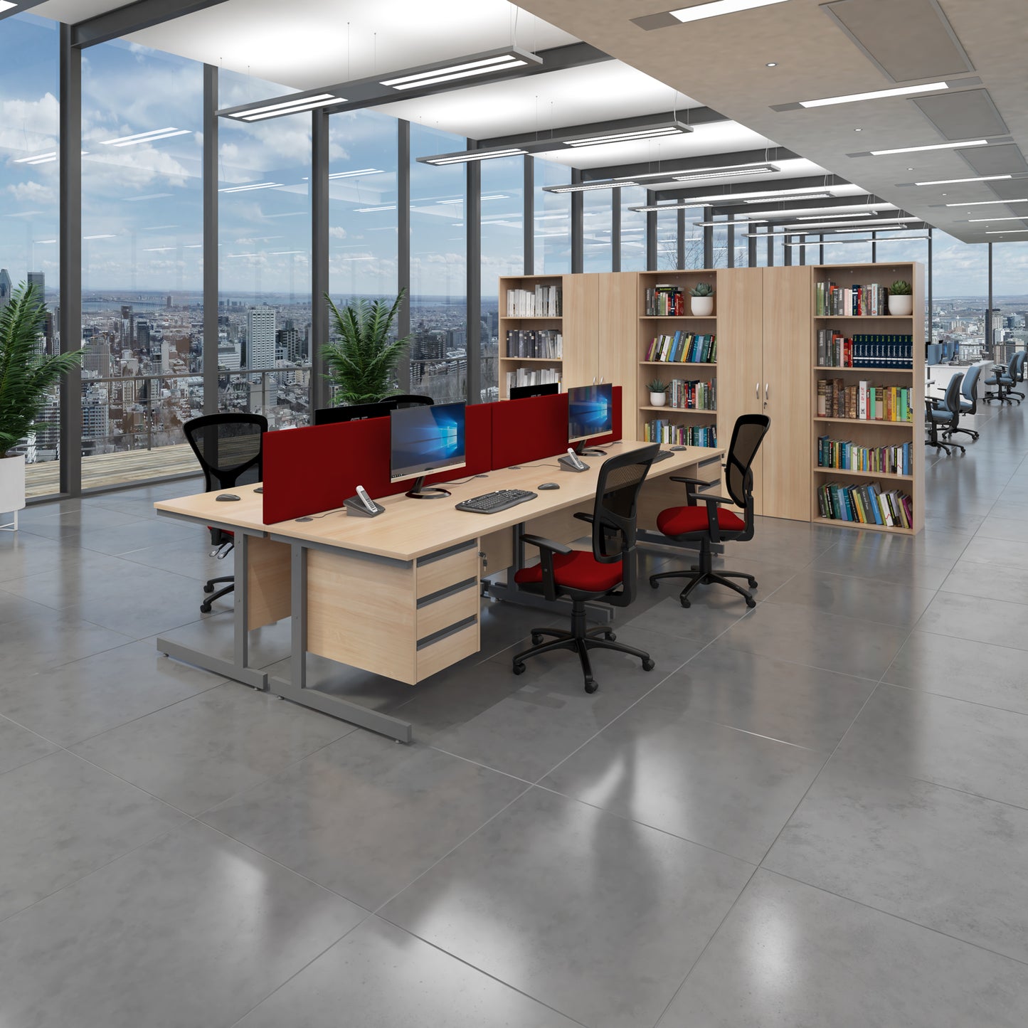 Contract 25 cantilever leg straight desk with 2 and 2 drawer peds
